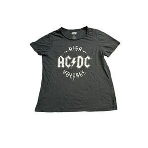 AC/DC High Voltage TShirt Women XXL Gray Excellent Graphic Band Tee Short Sleeve